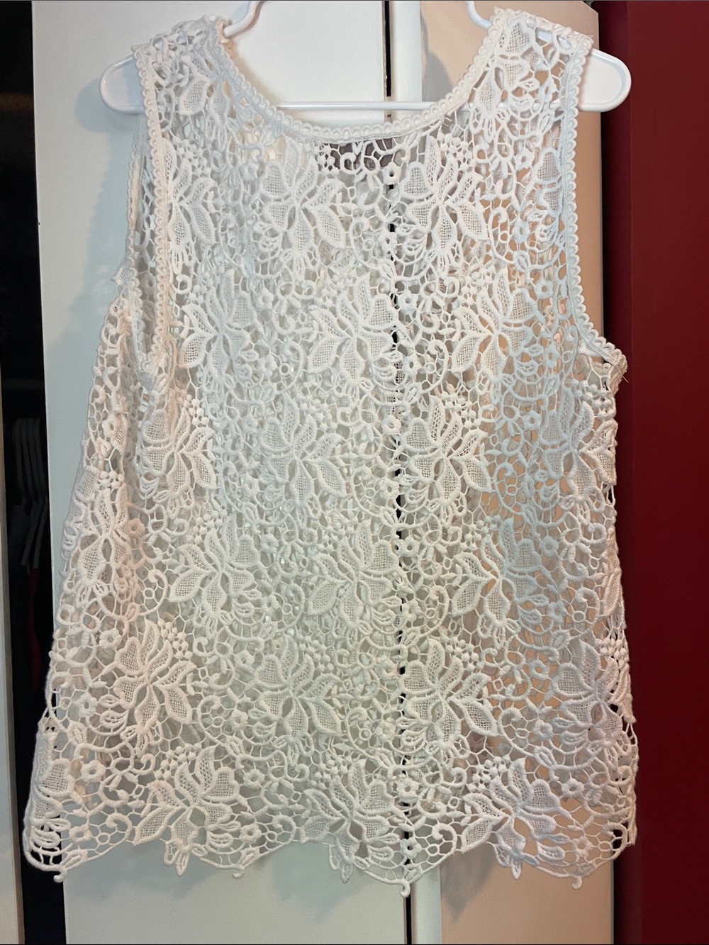 Amazing LOFT White Crochet Lace Sleeveless Top - Picture 6 of 8